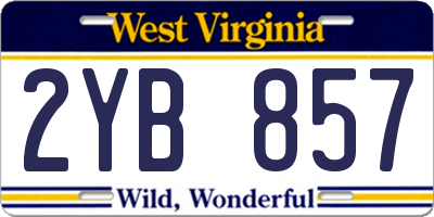 WV license plate 2YB857