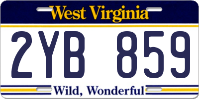 WV license plate 2YB859