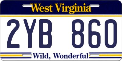 WV license plate 2YB860