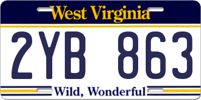 WV license plate 2YB863