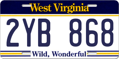 WV license plate 2YB868