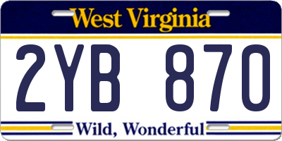 WV license plate 2YB870