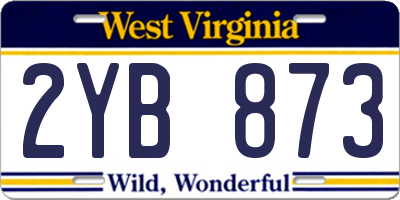 WV license plate 2YB873