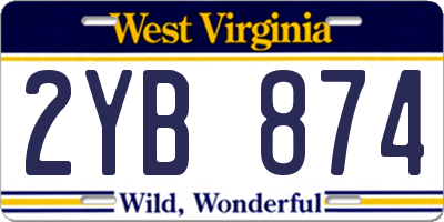 WV license plate 2YB874