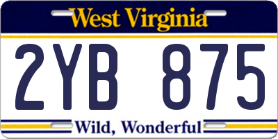 WV license plate 2YB875