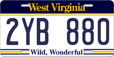 WV license plate 2YB880