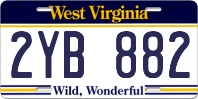 WV license plate 2YB882