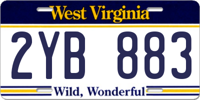 WV license plate 2YB883