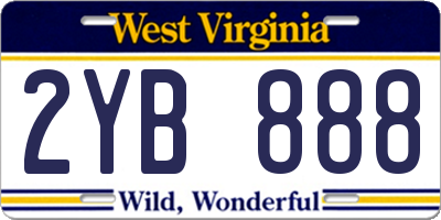 WV license plate 2YB888