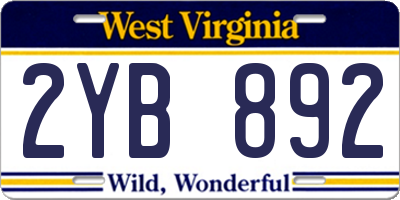 WV license plate 2YB892