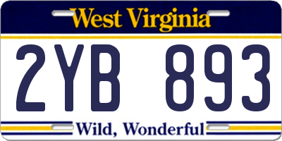 WV license plate 2YB893