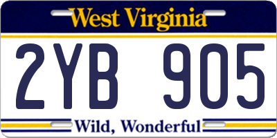 WV license plate 2YB905