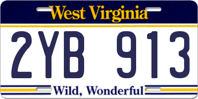 WV license plate 2YB913