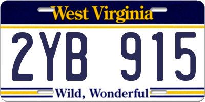 WV license plate 2YB915