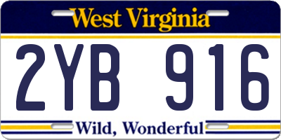 WV license plate 2YB916