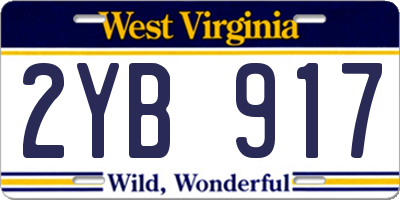 WV license plate 2YB917