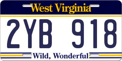 WV license plate 2YB918