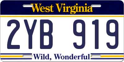 WV license plate 2YB919