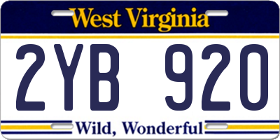 WV license plate 2YB920