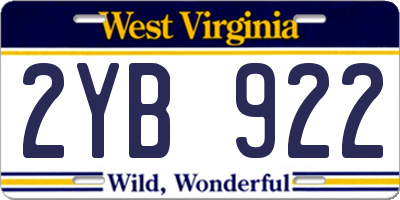 WV license plate 2YB922