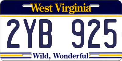 WV license plate 2YB925