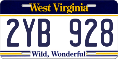 WV license plate 2YB928