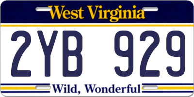 WV license plate 2YB929