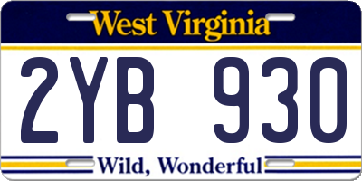 WV license plate 2YB930
