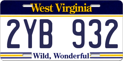 WV license plate 2YB932