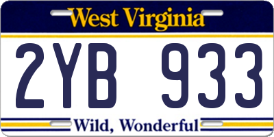 WV license plate 2YB933