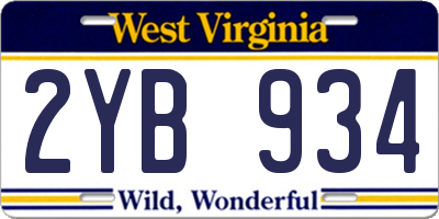 WV license plate 2YB934