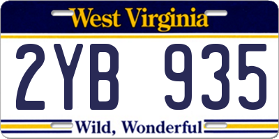 WV license plate 2YB935