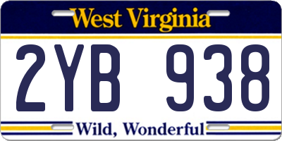 WV license plate 2YB938