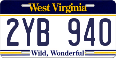 WV license plate 2YB940