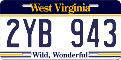 WV license plate 2YB943
