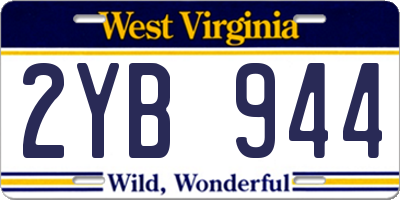 WV license plate 2YB944