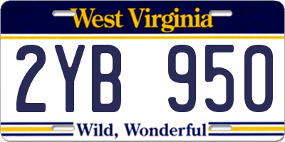 WV license plate 2YB950