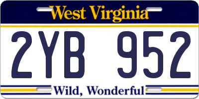 WV license plate 2YB952