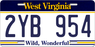 WV license plate 2YB954