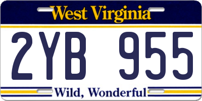 WV license plate 2YB955
