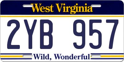 WV license plate 2YB957