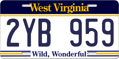 WV license plate 2YB959