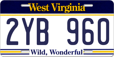 WV license plate 2YB960
