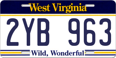WV license plate 2YB963