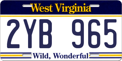 WV license plate 2YB965
