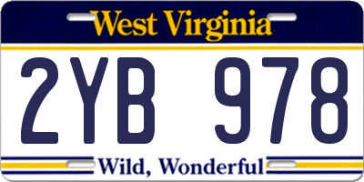 WV license plate 2YB978