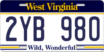 WV license plate 2YB980