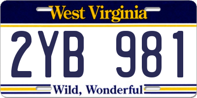 WV license plate 2YB981