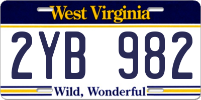 WV license plate 2YB982