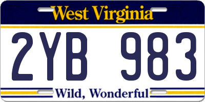 WV license plate 2YB983